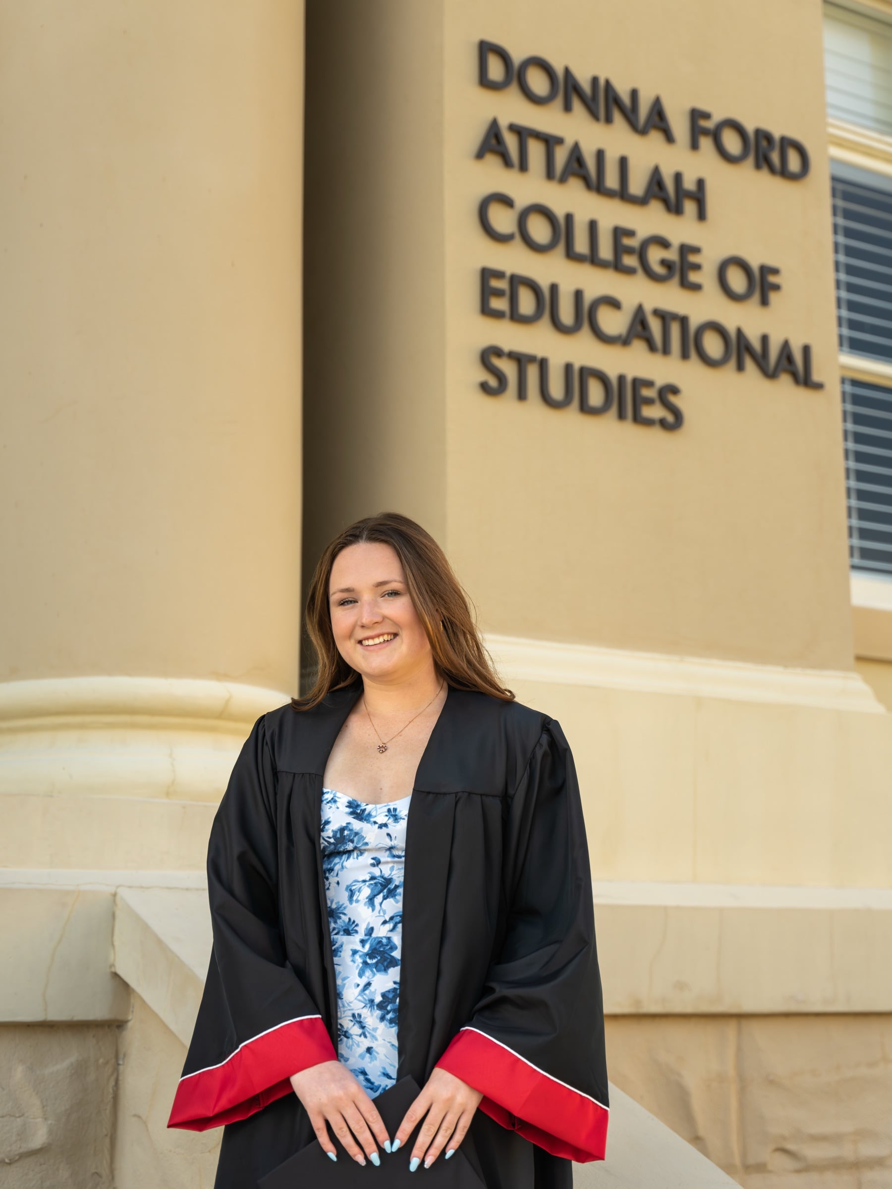 Graduation portrait in cap and gown